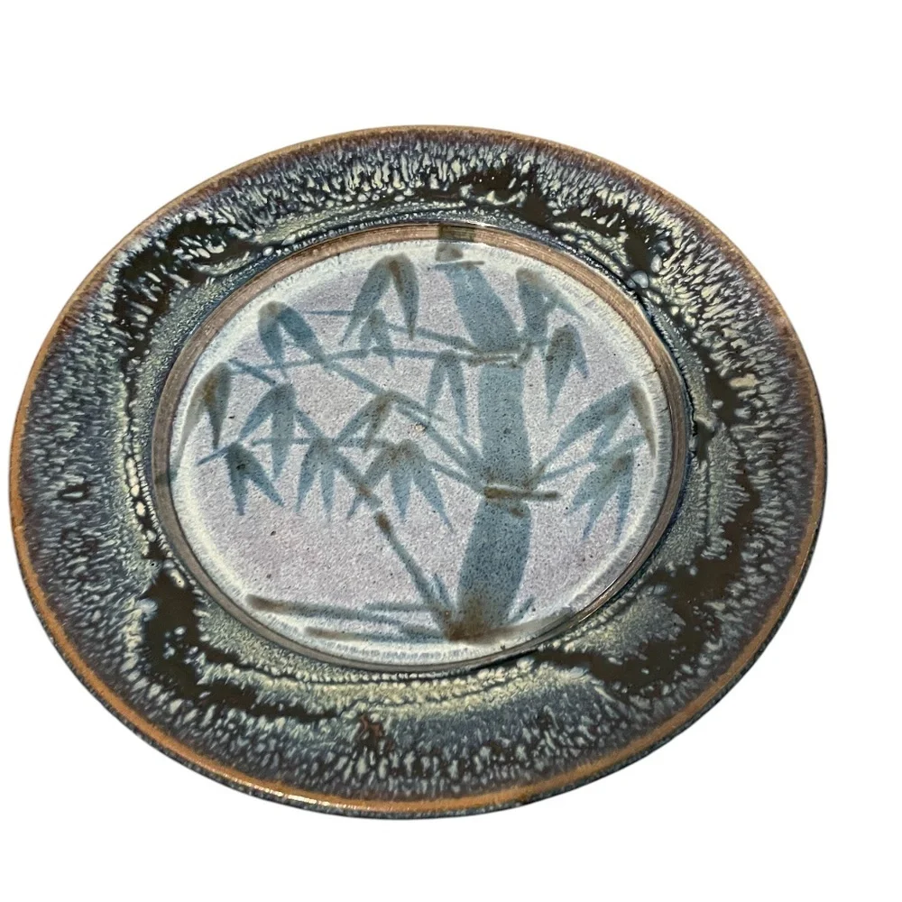 Vintage Midcentury‎ Studio Pottery Plate with Pine Tree Design, Wall Decor